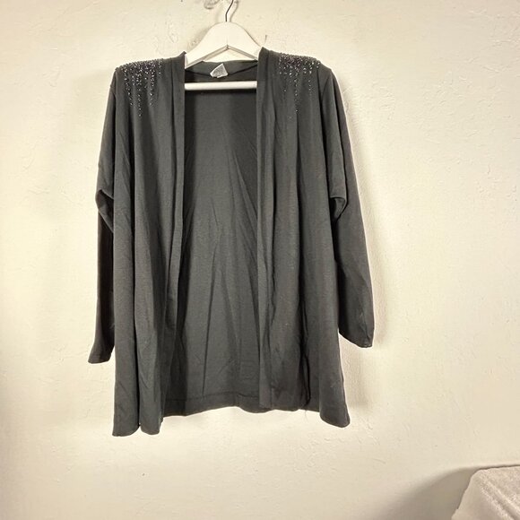Hand Painted by Laura Rogers Embellished Shoulder Cardigan Sweater XL Black - Picture 1 of 9